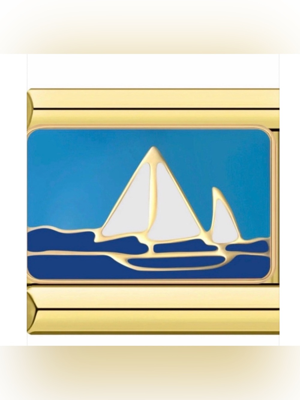 5 for $15 Italian Charm Gold Sailboat Blue
Enamel Nautical Link